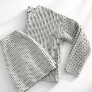 Elegant Women's Knit Sweater Set in Light Sage Green